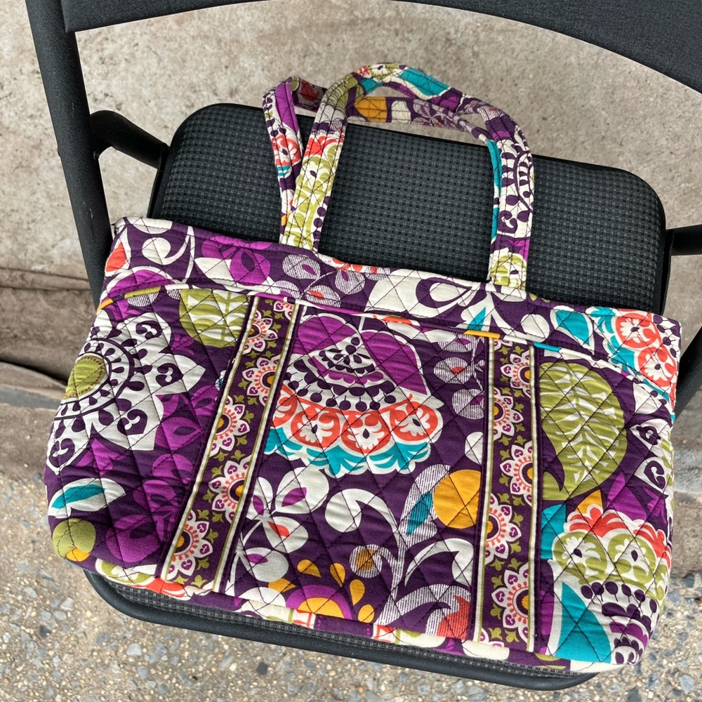 Vera Bradley plum crazy purse shoulder bag purple - Picture 8 of 9
